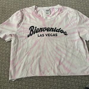 PINK Victoria’s Secret Bienvenidos Las Vegas Tie Dye Graphic Crop Top XS